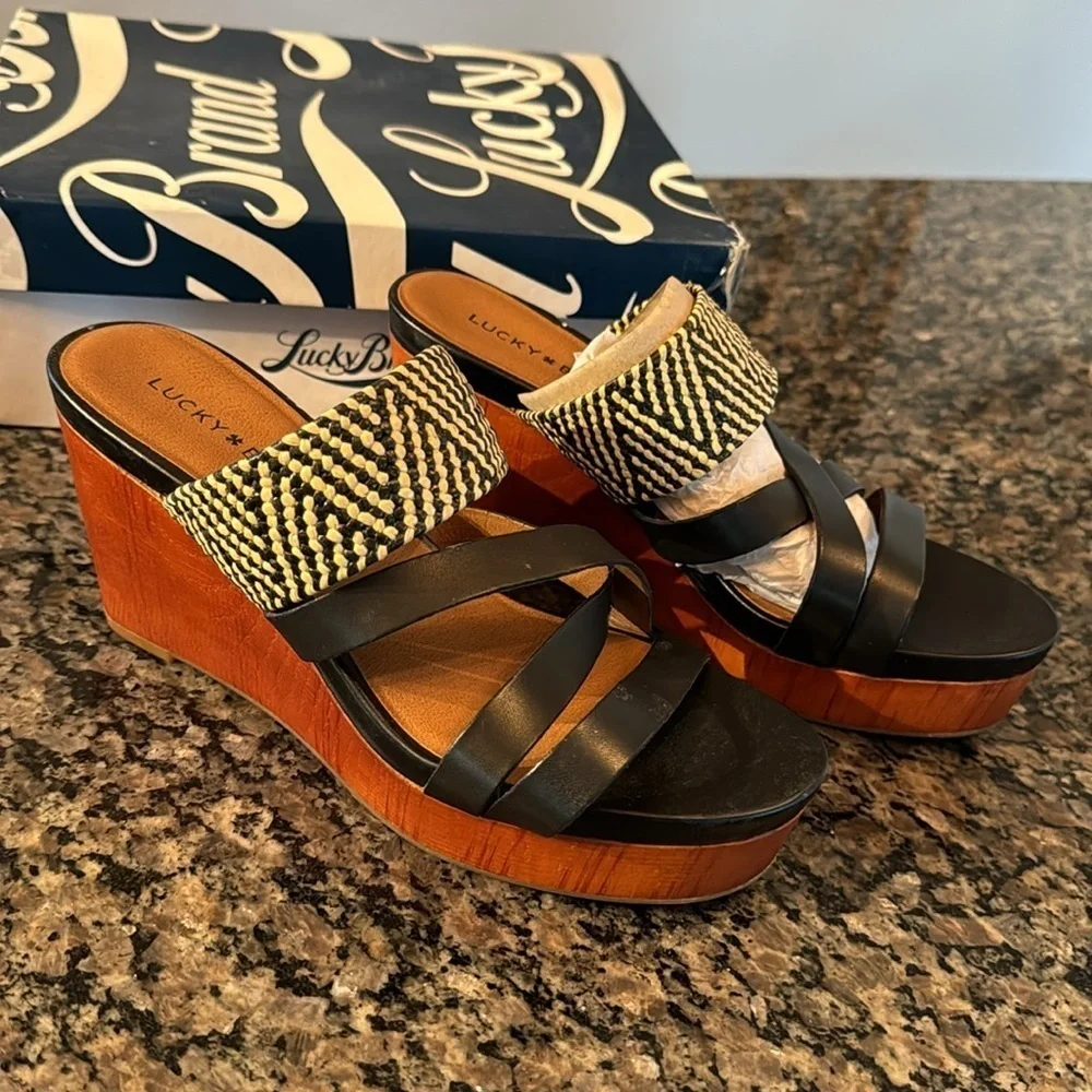 Lucky Brand Nyloh stretch belle woven wedge NIB 9